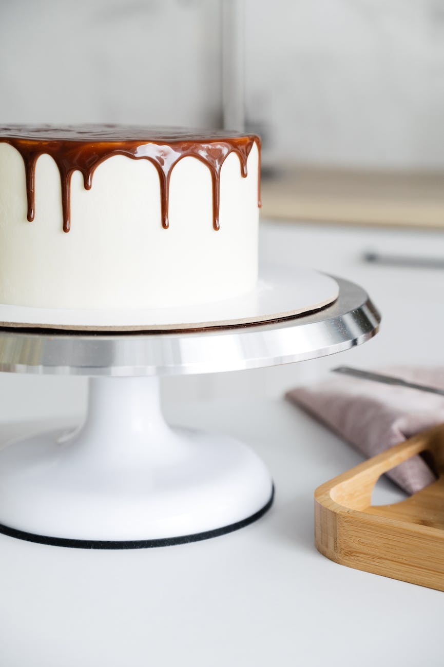 delicious homemade cake on round stand