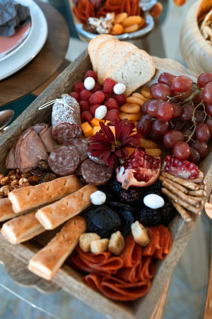 high angle shot of grazing board