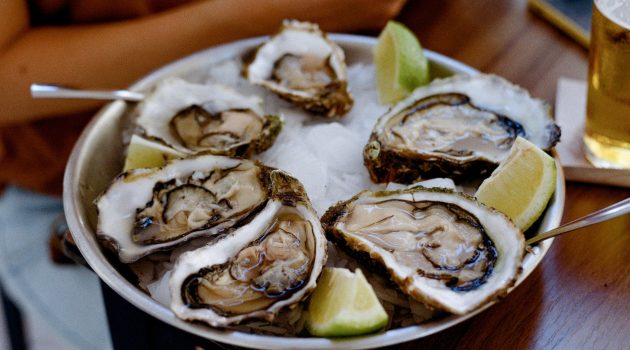 oysters and lemon slices on plate