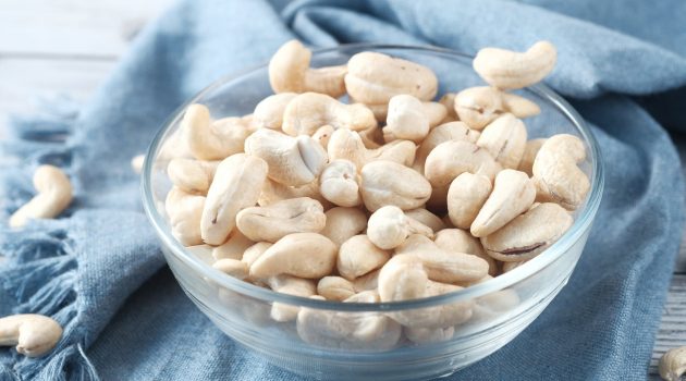 nuts in clear glass bowl